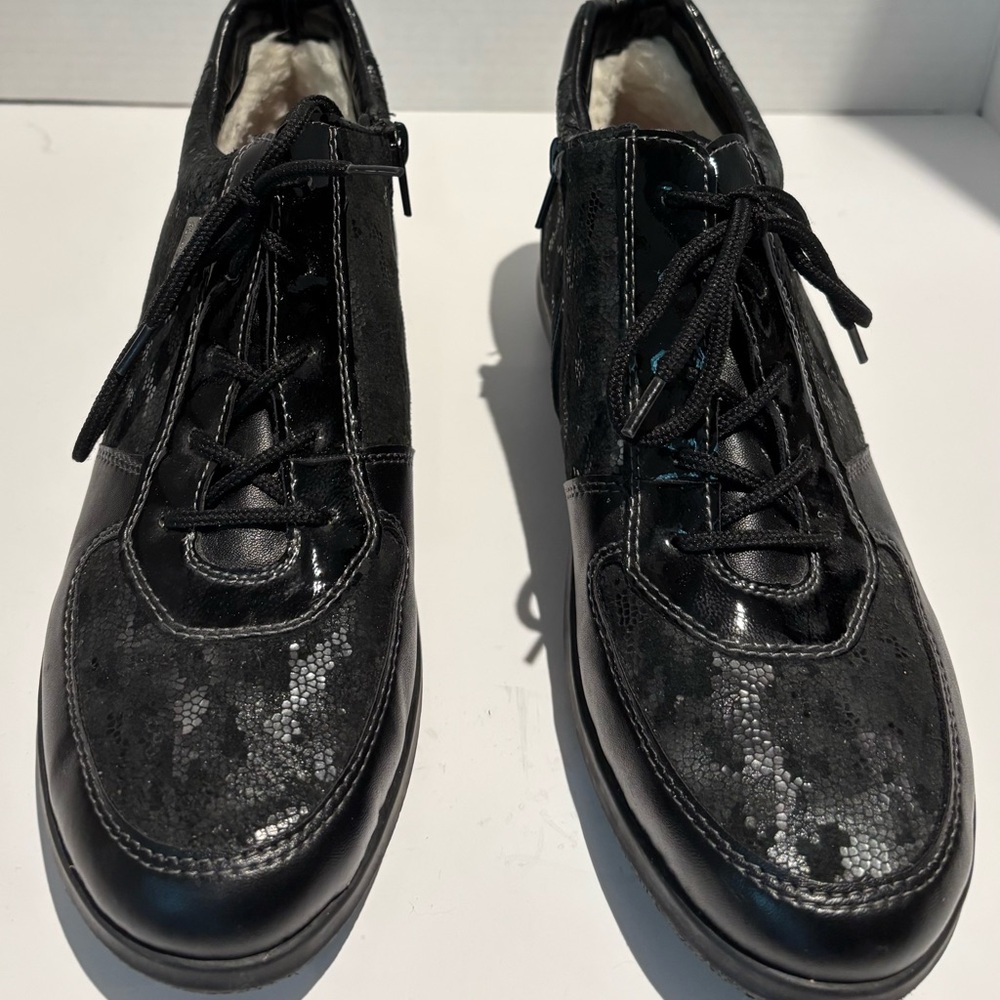Rieker N0130 - Women’s Lined Zipper And Lace Leather Suede Size 41 EU 9.5 US